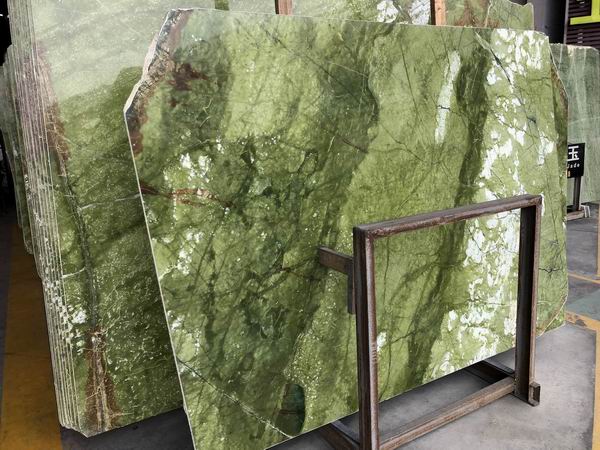 Verde Ming marble slabs