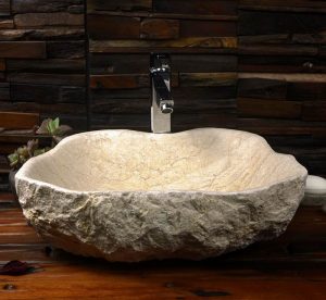 Beige marble sink