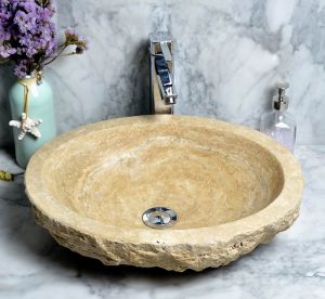 Travertine Round Sink by beige travertine