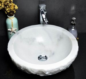White marble Sinks Round type