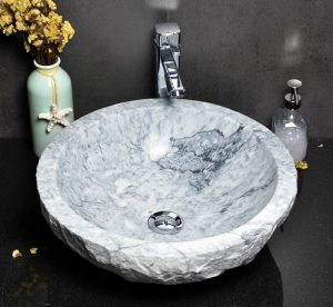 White marble sink split back