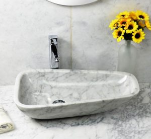 White marble sinks by Bianco Carrara